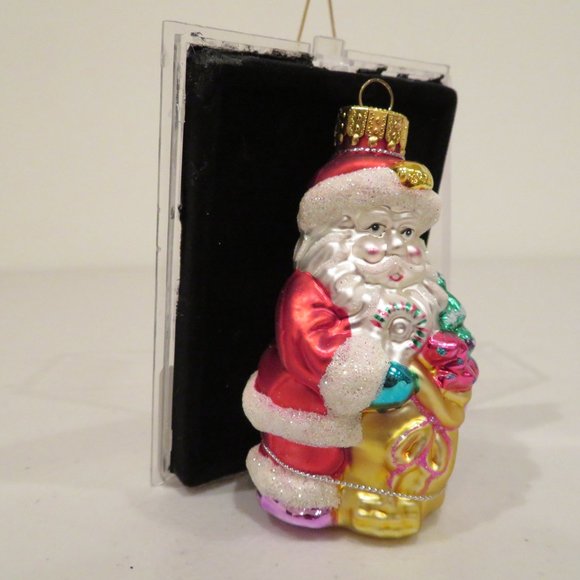 Christmas Glass Ornament Santa Handcrafted by Unique Treasure Gift Box Keepsake - Picture 3 of 6